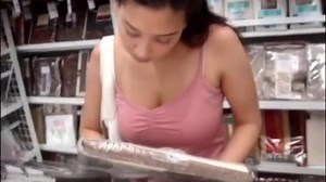 Cock Out Near Asian Woman In Store