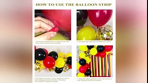 Mouse Party Balloons 40 Pack, 12 Inch Red Black Yellow Latex Balloons with Gold Confetti Balloon Crepe Paper Streamers and Balloon Strip Set for Baby Shower Birthday Party Decorations Supplies