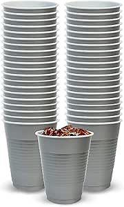 Hanna K Signature 600 Disposable Plastic Party Cups, 18-Ounce, Silver