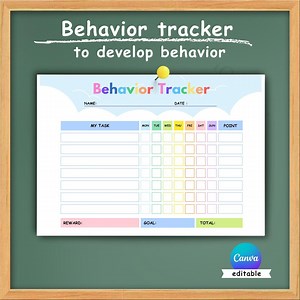 Editable Behavior and Chore Tracker Student Printable for Kids at Home Behavior Chart Printable Daily Behavior Chart Kid Good Behavior Chart - Etsy