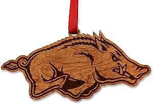 LazerEdge Arkansas Razorbacks Christmas Ornament - Handcrafted from Cherry Wood - Officially Licensed Product