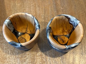 Pair of Small Epoxy Log Bowls - Basswood - Etsy Canada