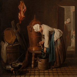 Jean-Siméon Chardin - Femme tirant de l'eau d'une urne d'eau 1733 Reproduction peinte à la main de peinture à l'huile laminée de qualité muséale (D50) - Etsy France