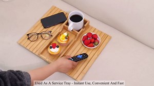 GEHE Bamboo Couch Cup Holder, Anti-Spill Sofa Arm Tray, Natural and Easy to Clean Couch Arm Cup Holder Armrest Tray Perfect for Cups, Beers, Snacks, Remote Control, Drinks