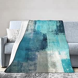 Teal Grey Turquoise Throw Blanket Soft Cozy Plush Warm Fleece Blanket for Sofa Couch Bed 80"X60"