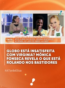 Os bastidores envolvendo Virginia e seu quadro no 'Domingão' ganharam repercussão nos últimos dias. Mônica Fonseca revelou detalhes sobre o clima na emissora e comentou os rumores de uma possível insatisfação com a influenciadora. Saiba mais detalhes! Quer ver o programa completo? Baixe o RedeTV! Go . . . #ATardeESua #RedeTV #SoniaAbrao #Virginia