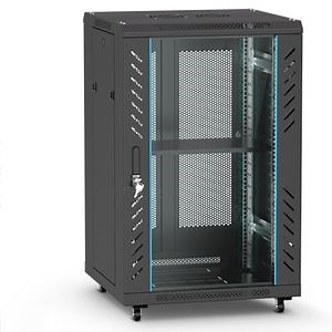 [Hot Item] 18u 19 Inch Network Server Rack Cabinet 1000mm Deep Glass Door Casters