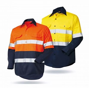 [Hot Item] Good Price Cotton Drill Half Color Reflective Workwear Long-Sleeves Clothing Hi Vis Shirts
