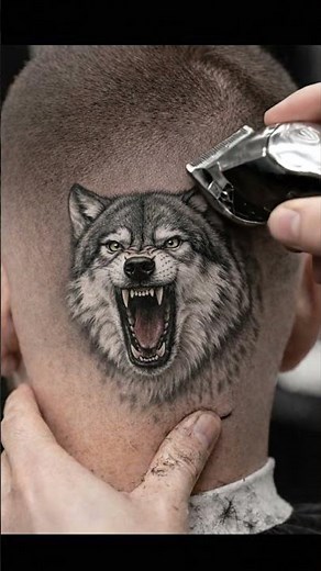 Hyper Realistic Wolf Haircut Transformation 🐺 | Next Level Barber Art Fade#wolfhaircut #barberart