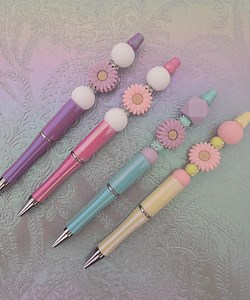 Beaded Pen / Flowers / Pink / Purple / Yellow / Turquoise - Etsy Australia