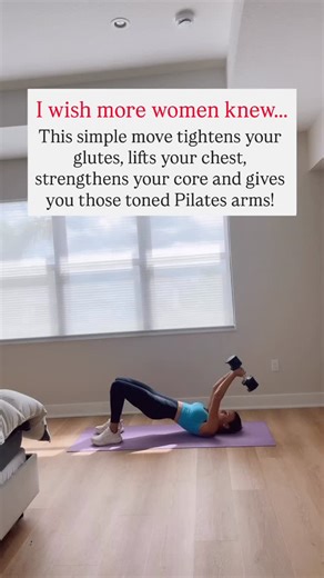 Danielle Felcher : Mom | Fitness | Health on Instagram: "✨ This simple move does it all ✨ Glute Bridge with an Overhead Pullover ✔️ Glutes + hamstrings ✔️ Deep core engagement ✔️ Chest, shoulders & arms Results come from strength training + proper nutrition + consistency 💬 Comment FITNESS for my New Year’s Special ➡️ Follow @yourfitnessmom for workouts for busy women @yourfitnessmom #gluteworkout #corestrength #strongwomen #strengthtraining"