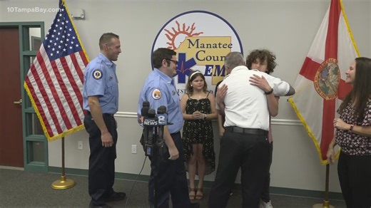 Manatee County teen injured in golf cart accident reunites with paramedics who saved his life