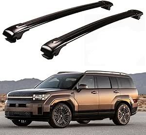 Crossbars Fits for Santa Fe 2024 2025 Hyundai Cross Bar Roof Rack Rail Luggage Cargo Carrier Adjustable Lockable Black 2PCS