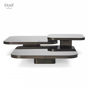 [Hot Item] Outdoor Stainless Steel Base   Black Glass Coffee Table-Outdoor Furniture-Balcony Coffee Table