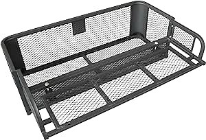 Raider ATV-21 Universal ATV Rear Drop Basket Rack Luggage Cargo Steel Mesh Heavy Duty