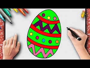 CÓMO DIBUJAR UN HUEVO DE PASCUA - PASO A PASO - PARA NIÑOS