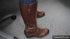 Woman tapping her feet in brown boots on Make a GIF