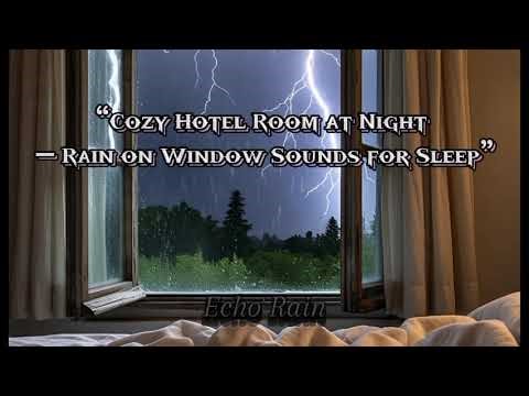 Cozy Hotel Room at Night – Rain on Window Sounds for Sleep