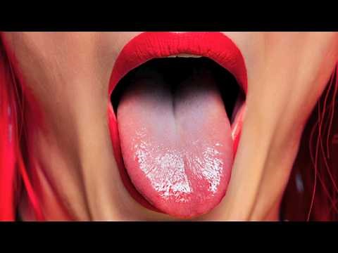 Sensual Red Lips and Tongue Play - Ultra Closeup | Mouth Play Macro Shots
