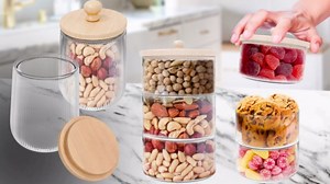 2-Pack Glass Cookie Jars - Decorative Clear Glass Containers With Air Tight Lids