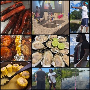 WHEN FISHING IN FLORIDA FOR THE NITES MEAL IS AN EPIC FAIL❌ [Hot As the devils toe nails😭 YOU IMPROVISE💪🏽😆️ Kids=Hotdogs & French Fries, Adults=Chicken,BBQ Pork Chop,Corn on Cob & Big Box of Oysters😋🧡 | Lamarr AndTimeka Wilkins
