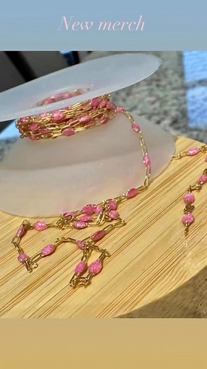 Sparkling pink beads shine 💎 | Petal & Stone Permanent Jewelry LLC