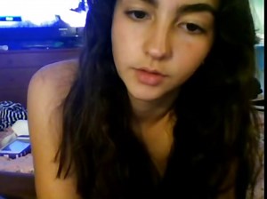 Young brunette teen Stephy gets naked and chats with the