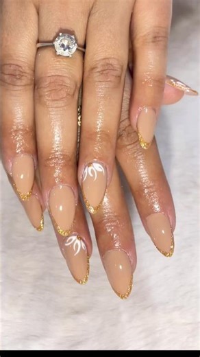 ✨Elegant Nude & Gold French Nails 💅 | Simple & Classy Nail Art Tutorial | Jinat Beauty Salon