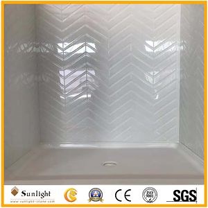 [Hot Item] Custom Pure White Cultured Marble Tub Surround Shower Panel for American Hotel