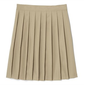 [Hot Item] Khaki Pleated Skirt Durable Solid Color School Uniform Skirt for Girls