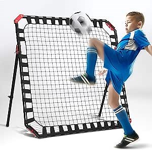 Soccer Rebounder Kickback Football Rebound Net (Adjustable Angle) Portable Easy Setup