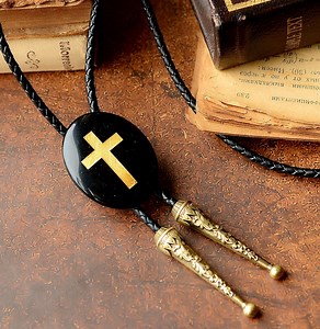 Custom Gemstone Cross Bolo Tie Necklace, Christian Cross Necklace, Gifts for Christians - Etsy