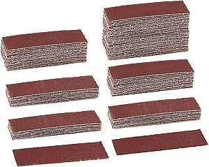 100Pcs Micro Detail Sander Paper Kit 3.5x1.2 Inch Hook and Loop Sandpaper Strips 80 Grit, Micro Finishing Sander Paper Detail Sander Refills for DIY Crafts Wood Tight Narrow Spaces Polishing