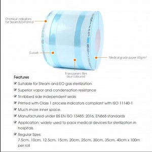 [Hot Item] Medical Autoclave Package Heat Sealing Sterilization Pouch Gusseted Reels Roll
