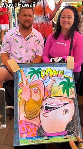 These two flew over from another Hawaii island for the day to get their Maui Caricature drawn! 🥰🌈🏝️ thank you so much you guys 💓💓 | Ninja Sketch