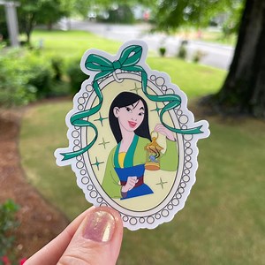PRINCESS Stickers | MULAN | Disney Princess | Vintage Watercolor Floral | Coquette Bow | Water Resistant | Bottle, Laptop, Phone - Etsy