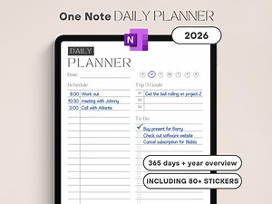 Onenote 2026 Daily Planner Template, Digital Download - Etsy