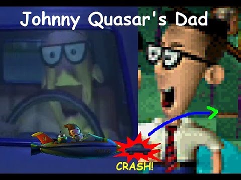 Jimmy's rocket nearly hits Johnny Quasar's dad's car