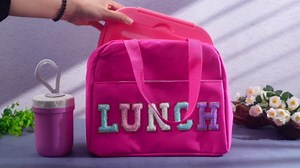 Dandat Preppy Lunch Box for Women Girl Preppy Lunch Bag Lunch Bento Box with Compartments and Soup Cup Large Insulated Lunch Bag for Girls Adults Teens School Travel Picnic(Rose Red)