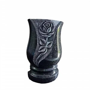 [Hot Item] Africa Black Granite Stone Flower Vase for Cemetery Memorial Tombstone Monument Headstone Gravestone
