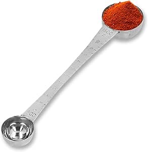 Dual Sided Measuring Spoons, 5ml and 15ml Stainless Steel Coffee Scoop Tablespoon Multifunctional Teaspoon with Scale Length Measuring Spoons for Dry and Liquid Ingredients
