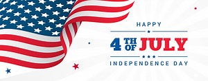 Ilustrasi 4th of July Banner Vector, bendera AS melambaikan tangan...