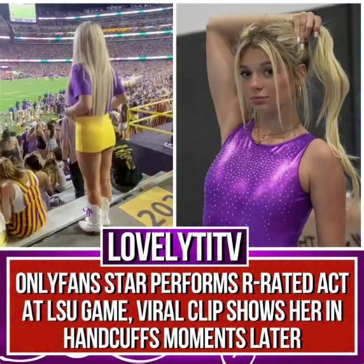 Lovelyti tv on Instagram: "A freshman at Louisiana State University was allegedly handcuffed during a football game after exposing herself in the stands. Photos and video from the stadium show the student, identified as Abigail Lutz, lifting her top in full view of the crowd. Lutz wore a purple LSU shirt and a yellow mini skirt and appeared to be enjoying the attention before seemingly being escorted out by law enforcement. She captioned a TikTok video before the incident, "me pregaming flashing