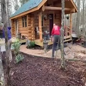 Pouring Concrete pad for hot tub, landscaping around the cabin and clean up | Dungannon Thomas Clarkes