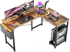 Computer Desk - 50 Inch L Shaped Desk Office Desk with Storage and CPU Stand,Corner Desk for Bedroom, Modern Writing Desk, PC Wood Desk Work Desk for Home Office