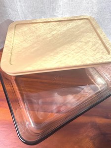 Vintage Pyrex #7210 Rectangular Grey Smoke Glass Storage Container With Yellow Lid - Etsy Canada