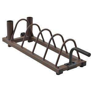 Horizontal Plate and Olympic Bar Rack Organizer with Steel Frame