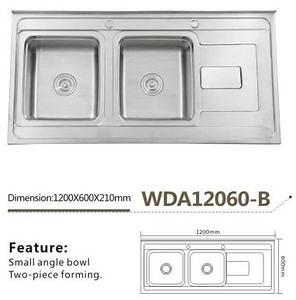 [Hot Item] 1200X600 Commercial Double Bowl with Drainboard Stainless Steel Kitchen Sink