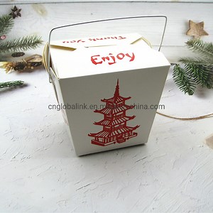 [Hot Item] Caja de comida para llevar de fideos, envase biodegradable de papel con asa
