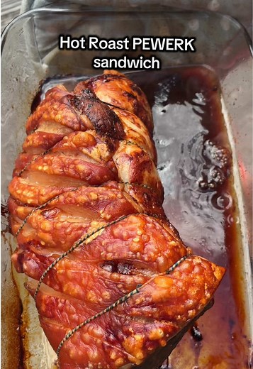 Hot Roast Pork Sandwich with Stuffing, Apple Sauce & Crackling